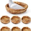 6 Packs Woven Straw Bird Nests, 8" Handmade Flat Base Spawning Nest, Small Animal Breeding Bed Hatch House Cage Accessories for Dove Pigeon Parrot Cuckoo Sparrow Rabbits Chinchillas Hamster-0