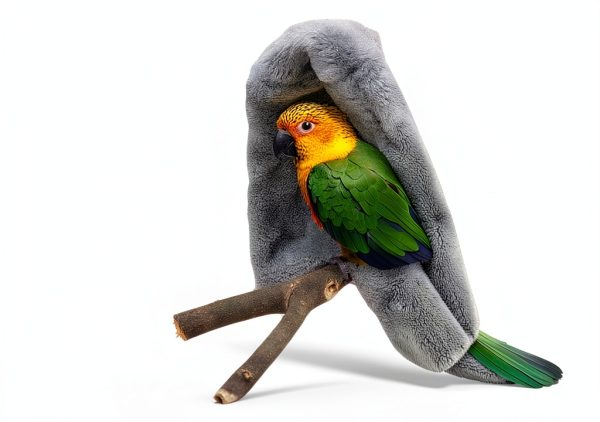 SIMENA Bird Blanket for Cage, Corner Fleece Bed for Birds, Cozy Bird Warmer, Parrot House for Cage, Cuddle Nest Hanging Toy for Lovebirds Parakeet (Medium)-4