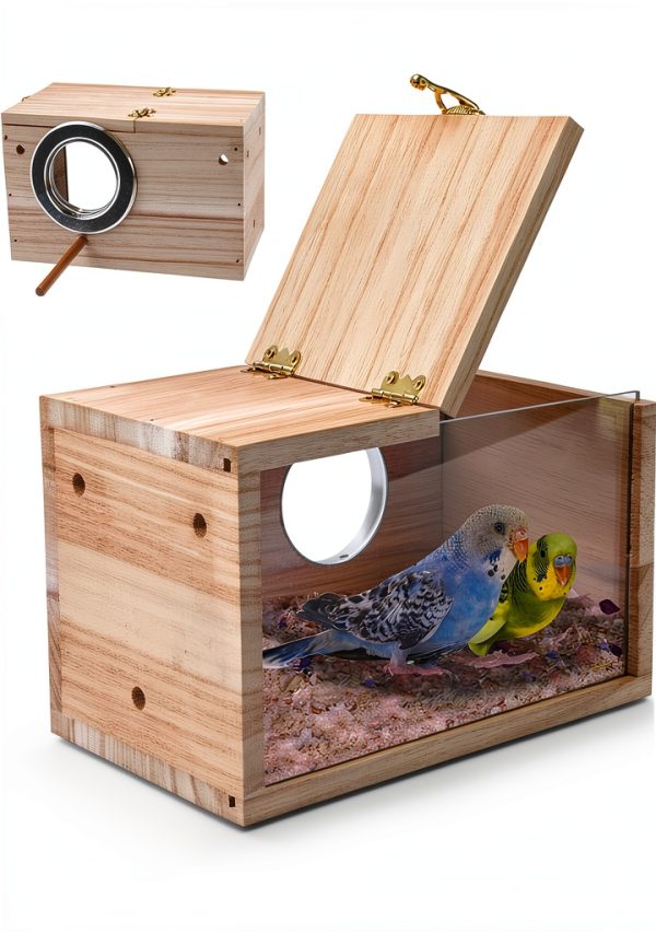 Parakeet Nesting Box GINDOOR Transparent Acrylic Bird House-0
