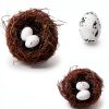 GXXMEI 24PCS/Set Small Faux Bird Nest with Eggs for Crafts, Artificial Rattan Birds Nest for Easter Wedding Home Party Christmas Tree Decoration (8pcs Mixed Small Size Nest, 16pcs Eggs)-1