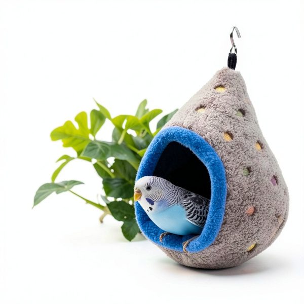 Bird Parrot Nest Hammock for Parakeet Conure Lovebird Small Animal Hamster Sugar Glider Hanging Bed Hideout House (S(Length:6.2inch), Gray)-1