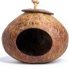 Natural Coconut Shell Nest kathson G-shaped Habitat with Spoon & Toys-2