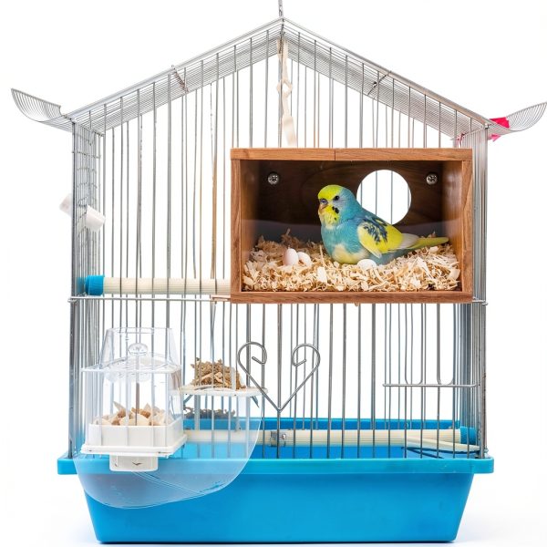Parakeet Nesting Box Tierecare Bird Nest with Acrylic Front & Perch-1