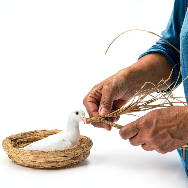 6 Packs Woven Straw Bird Nests, 8" Handmade Flat Base Spawning Nest, Small Animal Breeding Bed Hatch House Cage Accessories for Dove Pigeon Parrot Cuckoo Sparrow Rabbits Chinchillas Hamster-5