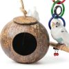 Natural Coconut Shell Nest kathson G-shaped Habitat with Spoon & Toys-3