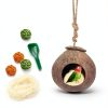 Natural Coconut Shell Nest kathson G-shaped Habitat with Spoon & Toys-4