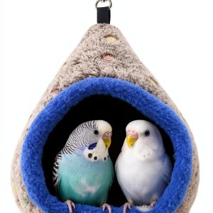 Bird Parrot Nest Hammock for Parakeet Conure Lovebird Small Animal Hamster Sugar Glider Hanging Bed Hideout House (S(Length:6.2inch), Gray)-0