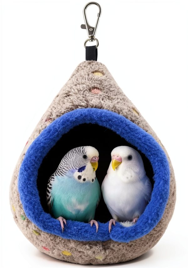 Bird Parrot Nest Hammock for Parakeet Conure Lovebird Small Animal Hamster Sugar Glider Hanging Bed Hideout House (S(Length:6.2inch), Gray)-0