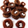 GXXMEI 24PCS/Set Small Faux Bird Nest with Eggs for Crafts, Artificial Rattan Birds Nest for Easter Wedding Home Party Christmas Tree Decoration (8pcs Mixed Small Size Nest, 16pcs Eggs)-0
