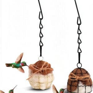 Bird Nesting Material, Hummingbird Nesters, Natural Alpaca Wool Material for Wild Birds, Design for Bird Lover Gifts, Nesting Balls for Wild Birds, Refillable Outdoor Birds Nesting Station-0