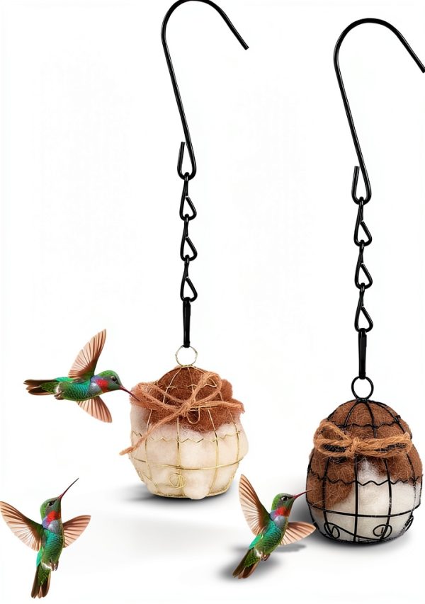 Bird Nesting Material, Hummingbird Nesters, Natural Alpaca Wool Material ​for Wild Birds, Design for Bird Lover Gifts, Nesting Balls for Wild Birds, Refillable Outdoor Birds Nesting Station-0
